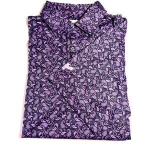 Donald Ross Mens Polo M Golf Polo Sportswear Purple Paisley